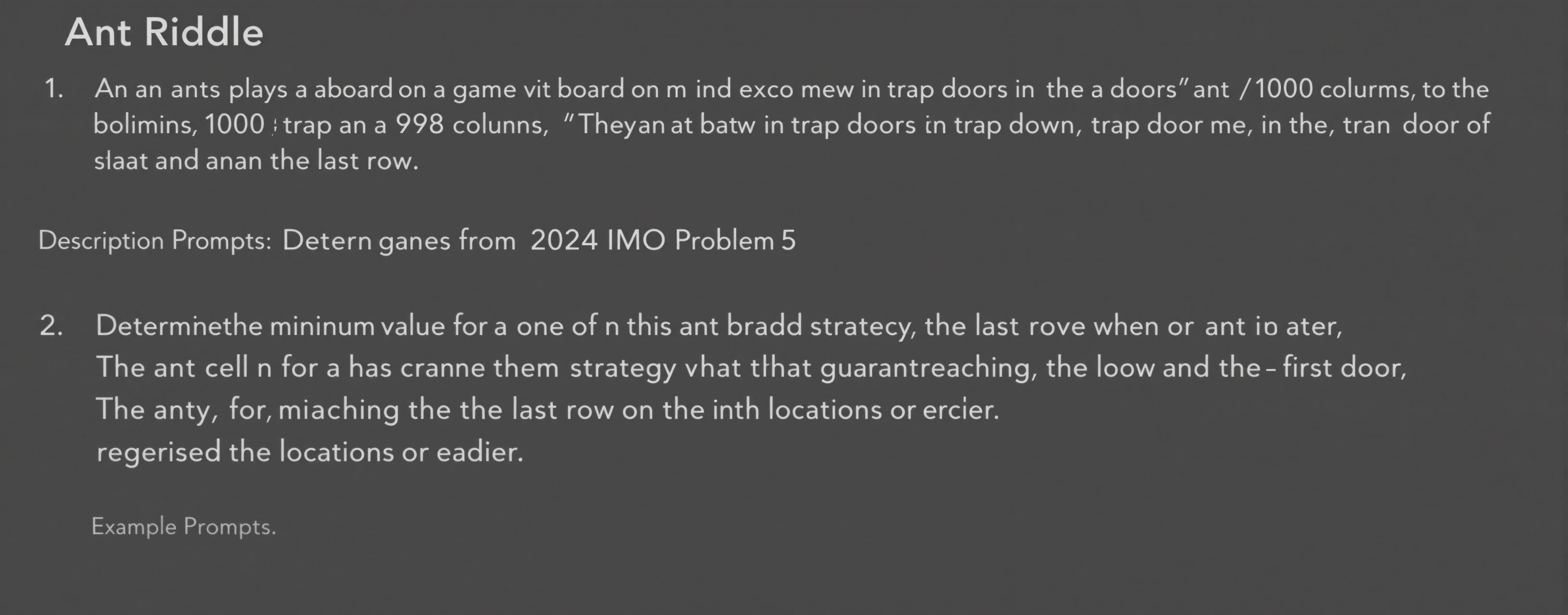 The Ants Riddles Ant Riddle | MicroEval | Artificial Analysis