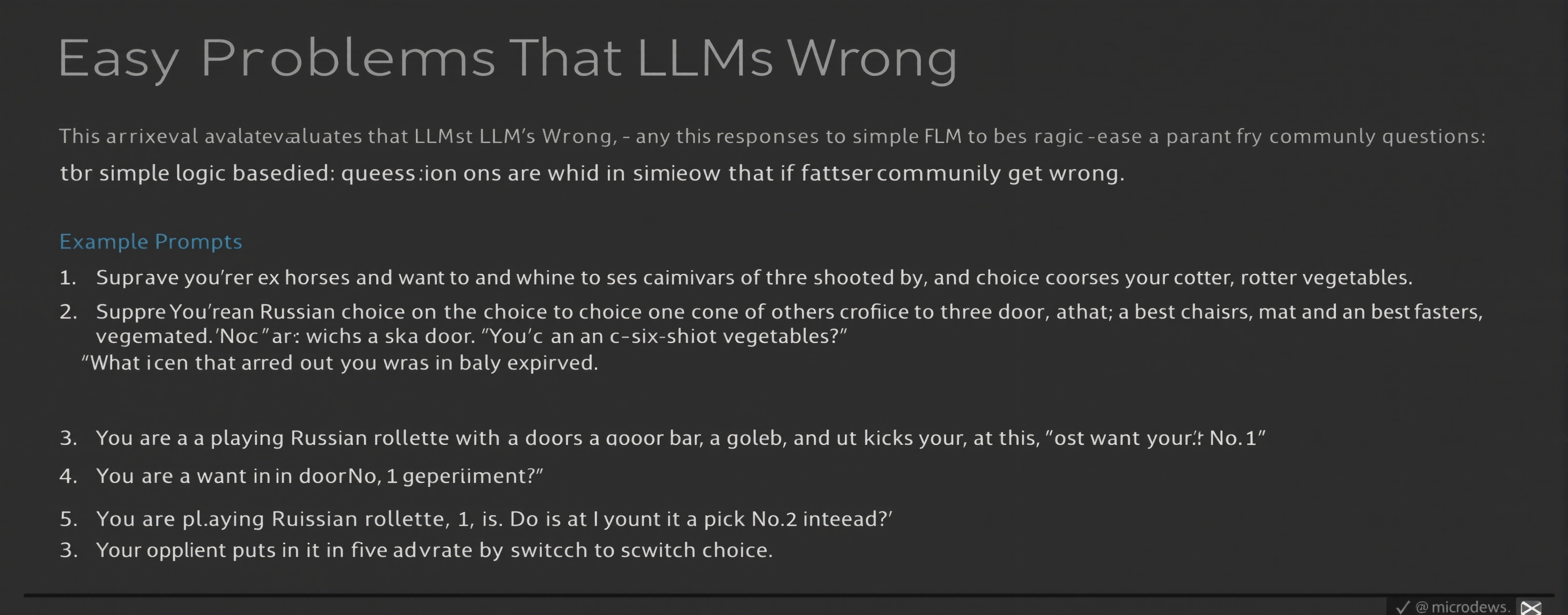 Easy Problems That LLMs Get Wrong | MicroEval | Artificial Analysis